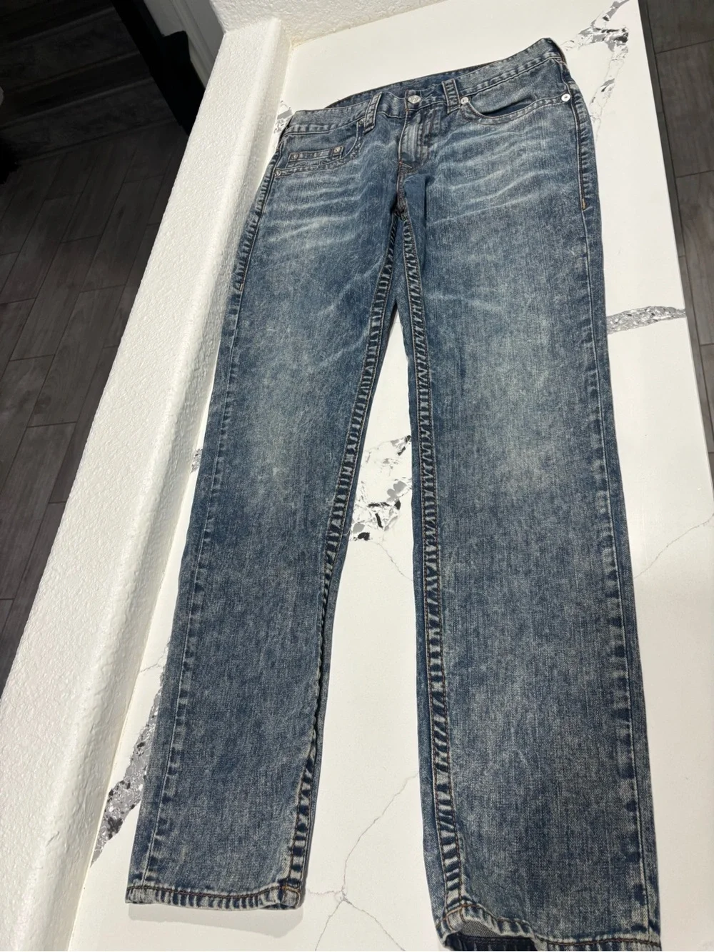 True Religion Men's Washed Blue Skinny Jeans